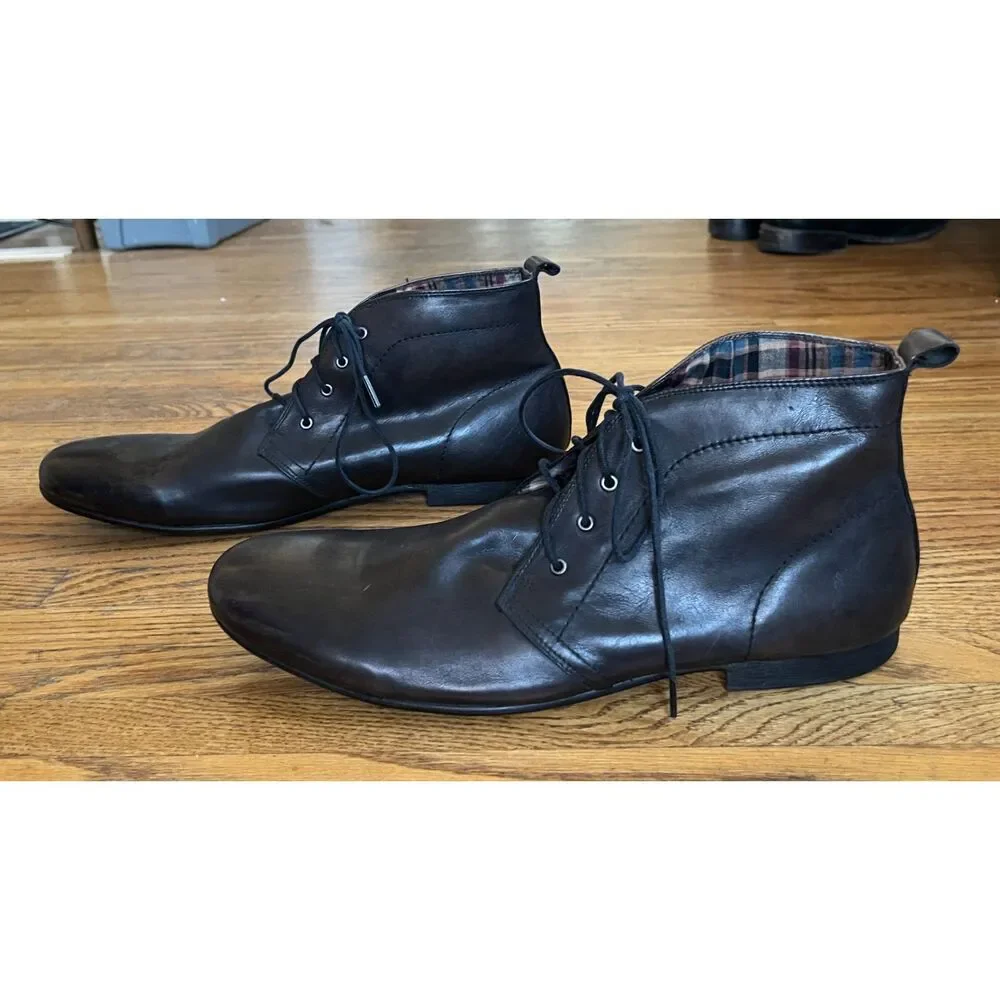 BED STU Black Leather Lace up Chukka Boots Shoes   Mens Size 13